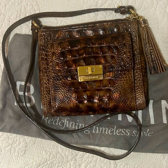Brahmin Handbags - Bronze and brown alligator messenger/ crossbody